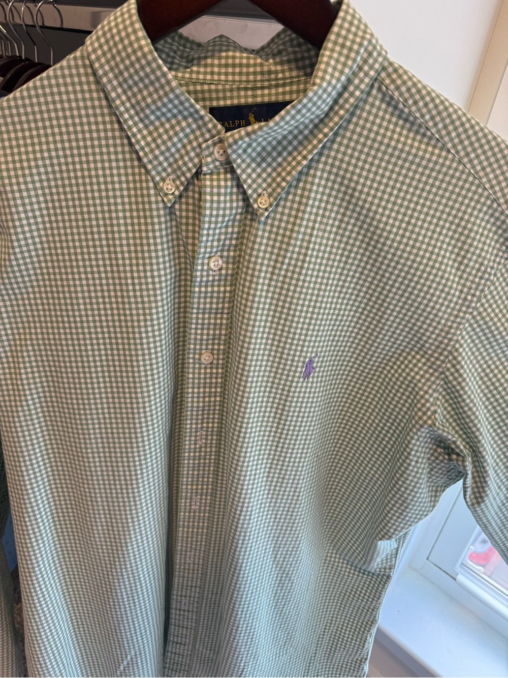 Polo by Ralph Lauren Light Green Gingham Button-Down Shirt